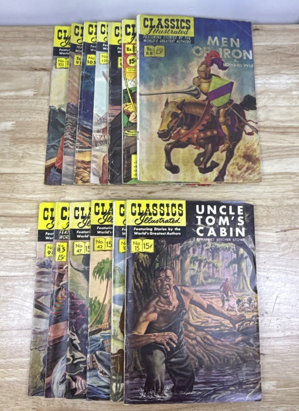 Vintage Lot of 13 Classics Illustrated Comic Books All 15 cents 1940/50/60S RAW
